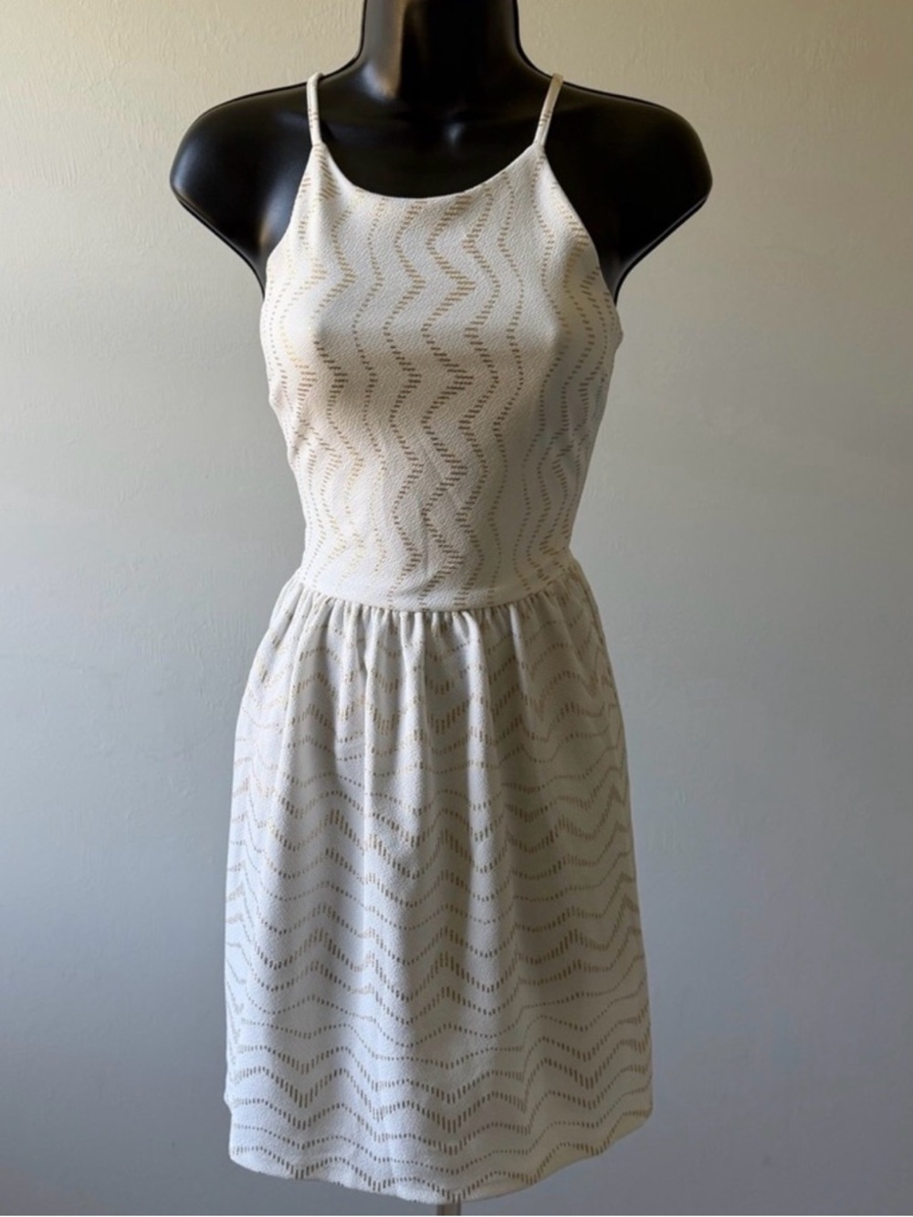 Aqua White Crochet Mini Dress
